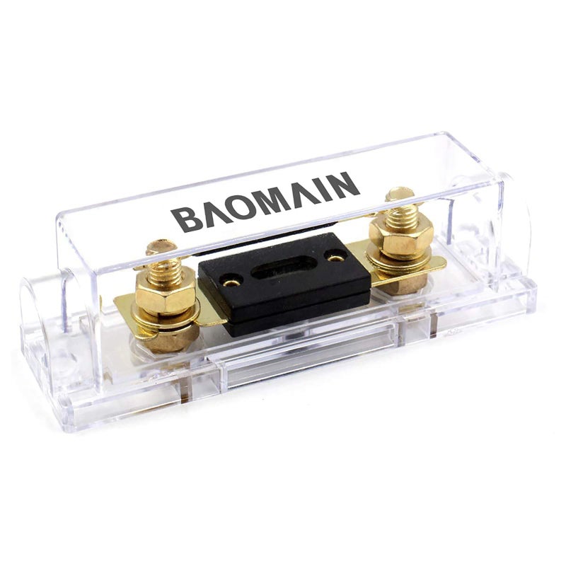 Baomain 1-Pack 60A ANL Fuse Holder Kit with Fuse - Gold-Plated Terminals, for Car Audio, Amplifiers, 12V/24V DC Systems, Compatible with 0/2/4 AWG Wires - Image 1